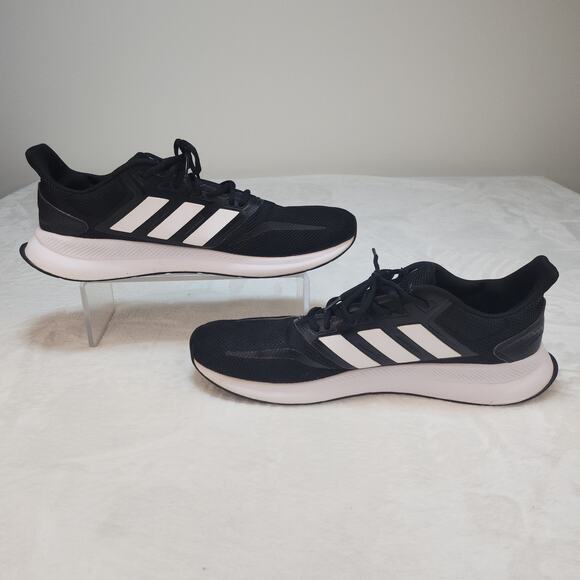 Adidas Shoes Mens 14 Run Falcon Core Black Running Walking Gym Workout Low Tops - Picture 2 of 15